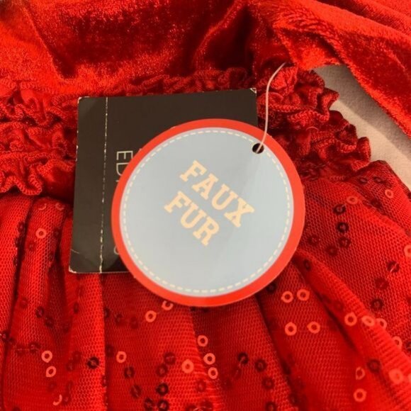Holiday Editions Infant Girls Red Faux Fur & Sequin Dress Size 24 Mos - Picture 2 of 10